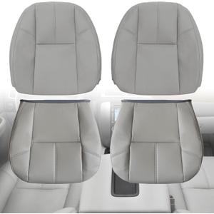 GXARTS Driver And Passenger Side Bottom And Top Lean Back Replacement Leather Seat Cover Light Gray #833 Fit For Chevy Silverado Avalanche Tahoe Suburban GMC Sierra Yukon 2007 2008 2009 2010 2012-2014