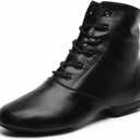 Black Split Sole Jazz Boots Leather Dancing Shoes for Girls Boys (Toddler/Little Kid/Big Kid) (Black)
