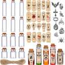 53 Pcs Halloween Mini Potion Bottles Set Including 12 Decorative Glass Bottles with Cork Stoppers 20 Creepy Apothecary Bottle Labels Stickers 20 Charms Pendants 1 String (5/10/15/20 ML, Classic)