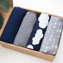 Baby Bassinet Sheets 4 Pack Compatible with Gap BabyGap Whisper Bedside and SNOO Smart Sleeper Bassinet, Ultra Soft & Skin-Friendly, Washer & Dryer (Navy Blue Cloud)