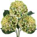 3PCS Green Silk Hydrangea Artificial Flowers, Fake Flowers & Faux Floral Bulk Bouquet for Home Decor Bathroom Table Centerpiece Shelf Decorations (Green)