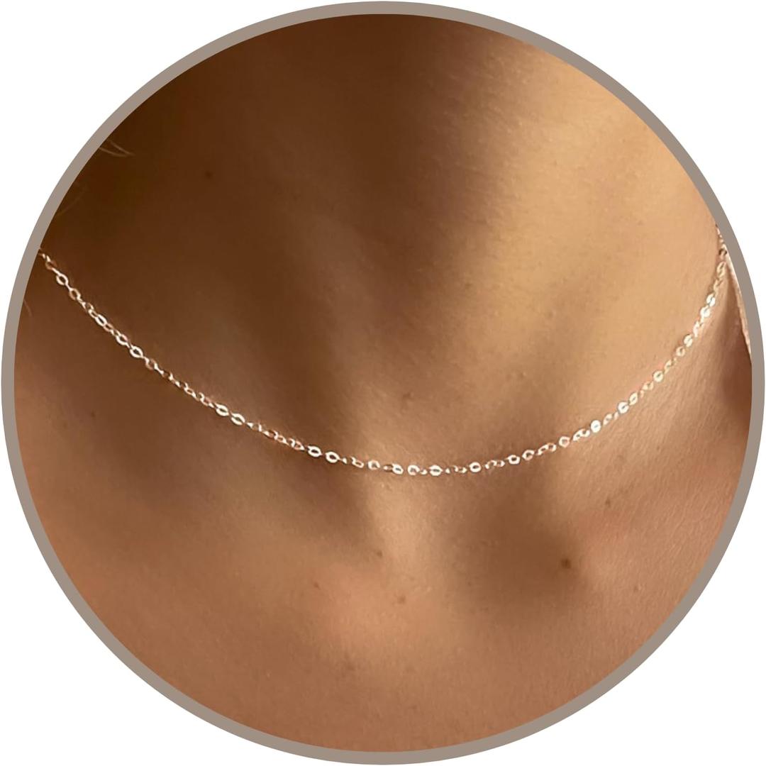 Annika Bella Choker Necklace, 925 Sterling Silver Chain, Short Collar, Chokers for Women, Simple Jewelry, Layering Necklaces, Gifts for Women