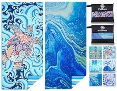 2 Pack Microfiber Lightweight Beach Towel Sand Free Quick Dry Absorbent Thin Compact Towels for Swimming Pool Camping Beach Accessories Large Easy Pack Travel Things for Vacation Essentials Gift
