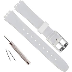 Replacement 12mm Waterproof Silicone Rubber Watch Strap Watch Band for Swatch (Translucence)