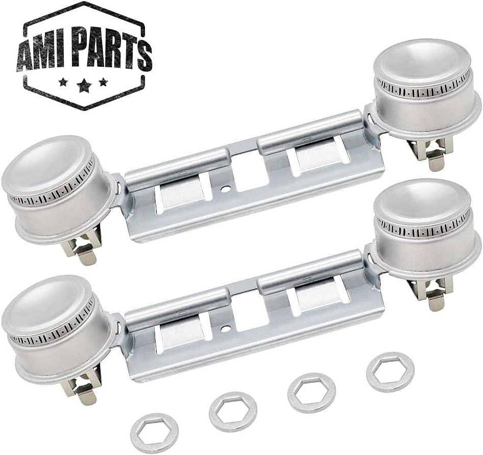 Double Burner Assembly WB16K10026 WB29K17 Double Stove Top Double Surface Burner Kit Replacement Compatible with General Electric Hot.point Gas Stove Range Assembly(2pack) by AMI PARTS