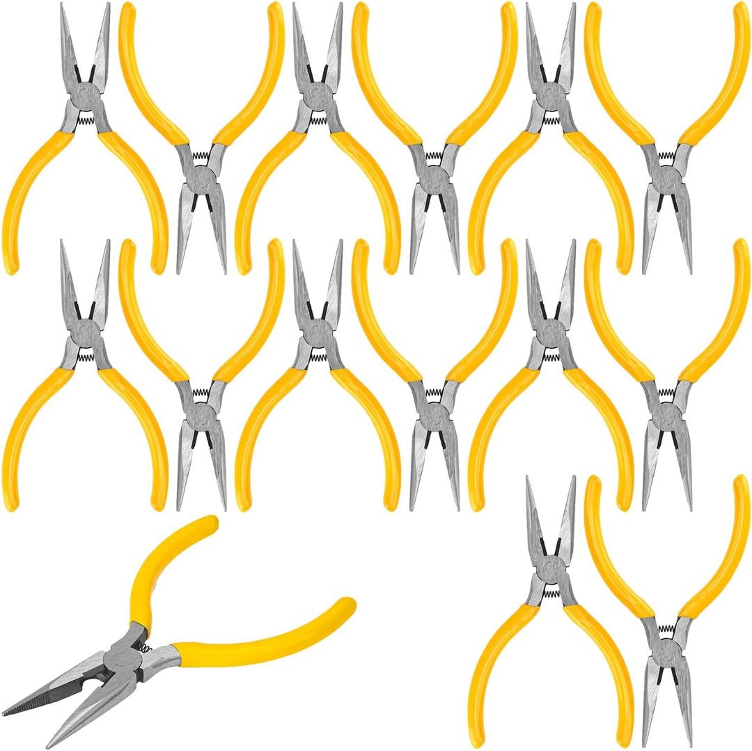 15 Pack Mini Needle Nose Pliers, 5 Inch Thin Needle Nose Pliers, Small Spring Loaded Nose Pliers for Precision Crafting, Jewelry Making & More