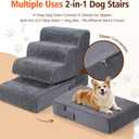Dog Stairs for Small Dogs, 4-Step Dog Steps for Bed & Couch, High-Density Foam Pet Stairs, Non-Slip Indoor Pet Ramp, Washable Cover, Fits Beds up to 18.1", Grey