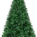Artificial Christmas Tree, 6ft Premium Unlit Hinged Design, Dense Branches Realistic Holiday Décor​ w/Easy Assembly, Base