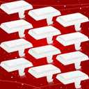 Huwena Metal Christmas Stocking Holders Shiny Mantel Heavy Duty Stocking Hooks Glitter Hanging Hangers Christmas Ornaments for Fireplace Window Mantle Table Decoration (Stylish,White,12 Pcs)