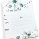 25 Greenery Eucalyptus Invitations With Envelopes – "You're Invited" Cards For Weddings, Engagements, Anniversaries, Retirements, And Housewarming Parties. Thick, Non-Coated Cardstock – Suitable For Use With Any Pen
