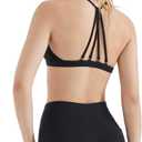 SUUKSESS Workout Sets for Women Padded Open Back Strappy Gym Set Criss Cross Yoga Sets 2 Pieces (Black, XS)