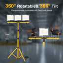 30000Lumen LED Work Lights with Stand - 3 Head Portable Work Light with IP65 Waterproof, Adjustable Stand, 16ft Cord for Construction Sites, Garage, Warehouse Lighting - Indoor Outdoor