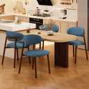 Kitchen Dining Chairs Set of 4 Modern Soft Linen Farmhouse Dining Room Chair with Metal Legs, Blue/Walnut, 17.7 inches x 15 inches x 31.1 inches