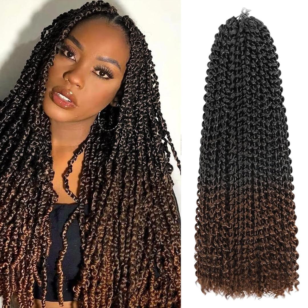 Passion Twist Hair 16 Inch 8 Packs Water Wave Crochet Hair Bohemian Braiding Hair Pre Looped Crochet Braids Hair Extensions For Black Women T/30#