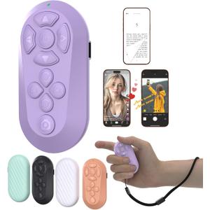 Wireless Remote Controller for iOS/Android Bluetooth Remote Control for TikTok Scrolling/Camera/Video Recording/Kindle App (Light Purple)