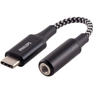 Philips USB-C to 3.5mm Headphone Jack Adapter Dongle, 4 Inch Braided Cable, for USB-C Devices Without 3.5mm Audio Ports, Allows Use of Earbuds, Headphones, and Auxiliary Cords, DLC4311V/27