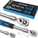 DISEN 3PCS Extendable Ratchet Wrench Set,1/4" 3/8" 1/2" Drive 72-Tooth, Quick-Release, Reversible Drive Socket Wrenches,Soft Grip Handle with Storage Tray