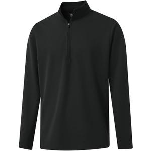 M MAELREG Quarter Zip Pullover Men Mock Neck Long Sleeve Performance Golf Athletic Pullover Half Zip Mens Sweatshirt (Black, M)
