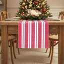 PurpleEssences Double Stripe Ribbed Woven Table Runner Dining Room Boho Farmhouse Decor - Spring Easter Summer - 14 x 90 Inch - Red and White