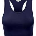 Women Sleeveless Racerback Crop Camisole Tank Tops Cotton Basic Shirts Navy 1X
