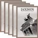 24x36 Poster Frame 5 Pack, Walnut Solid Wood Picture Frame for Wall