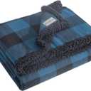 Eddie Bauer - Blanket, Super Soft Reversible Sherpa & Brushed Fleece Bedding, Throw Blankets for Couch, Ideal for Lounging (Cabin Plaid Blue)