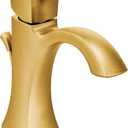 Moen Voss Brushed Gold One-Handle High-Arc Bathroom Faucet with Drain Assembly for Single-Hole Sink, 6903BG
