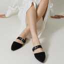 Rekayla Mules for Women Adjustable Strap Pointed Toe Backless Loafer Shoes 7