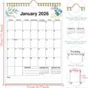 4 x 2026 Wall Calendar, Monthly Planner from September 2025 to December 2026, A4 Size with Holidays & Notes Section, Flower Design
