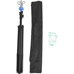 Portable Collapsible Tripod IV Pole Stand, 4 Hook IV Stand Portable Stainless Steel Pole Stand for Hospital, Clinic, Wheelchairs, Beds, Home Care(Black)