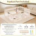 71 x 59 Baby Play Pen with Mat - Indoor & Outdoor Playpen for Babies and Toddlers - Extra Large Play Yards with Soft Foam & Sturdy Bottom Suction Cups - Toddler Baby Play Yard with Gate(Apricot)