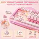 YUNZII C75 Wireless Mechanical Keyboard,75% Layout, Hot-Swappable NKRO,BT5.0/2.4G/USB-C Mode,Dye-Sub PBT MOA Keycaps,RGB Gasket Mount,Cute Cake Design for Mac/Win/Gaming (Pink, Milk V2 Switch)