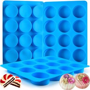 Sidosir 3Pcs Oreo Cookie Chocolate Silicone Mold, 12-Cavity Round Cylinder Oreo Chocolate Cover Molds for Candy, Silicone Baking Molds for Mini Cakes, Jelly