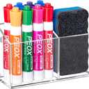 BEYGORM Magnetic Dry Erase Marker Holder for Whiteboard,Non-slip Acrylic Magnet Pen Holder for Fridge Refrigerator,Locker Organizer for Work,Locker Accessories,Pencil Cup for Desk,Marker Organizer (Clear)