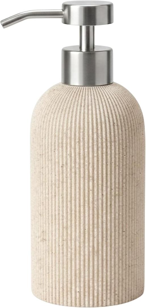 Sand Beige Hand Soap Dispenser with Stainless Steel Pump