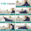 Bedluxe Wedge Pillow for Sleeping, Adjustable 9&12 Inch Foldable Bed Wedge Pillow Set, Orthopedic Memory Foam Triangle Pillows Wedge, 7-in-1 Elevated Pillows for Leg and Back Support, Navy