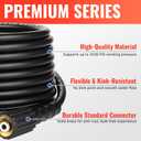 YAMATIC Pressure Washer Hose 100FT x 1/4", 3200 PSI Kink Resistant OEM-Quality Upgrade Power Washer Replacement/Extension with M22-14mm Brass Fittings for Ryobi, Troy Bilt, Greenworks, Craftsman