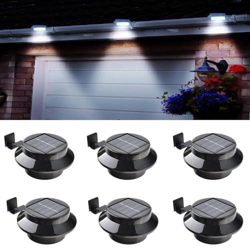 Thsinde 6-Pack Solar Gutter Led Lights, Outdoor Solar Fence Lights Deck Lights for Eaves Garden Landscape Yard (Black)
