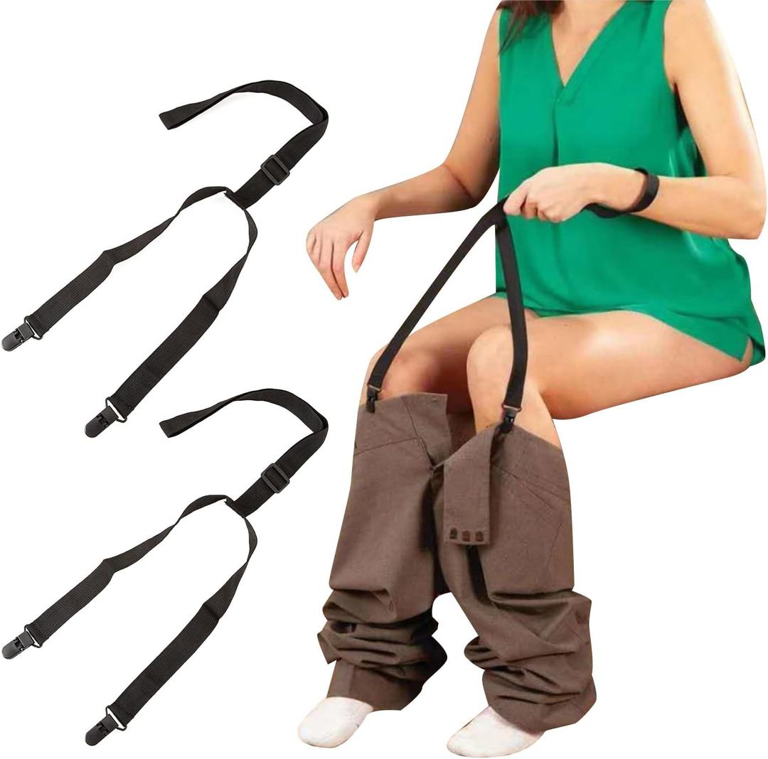 2 PCS Assistive Devices for Elderly, Disability Aids, Reacher Tool, Clip and Pull Dressing Aid - Metal Clip, Handicap Accessories for Daily Living, Dressing Stick for Elderly Adjustable 27-41 Inches