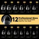 UNA GELLA Extra Short Almond Gel Nail Tips, 216 Pcs Pre-shape XS Almond Nail Tips Full Cover Press On Nails Half Matte Clear Fake Nails For Women Girl DIY Salon At Home 12 Sizes