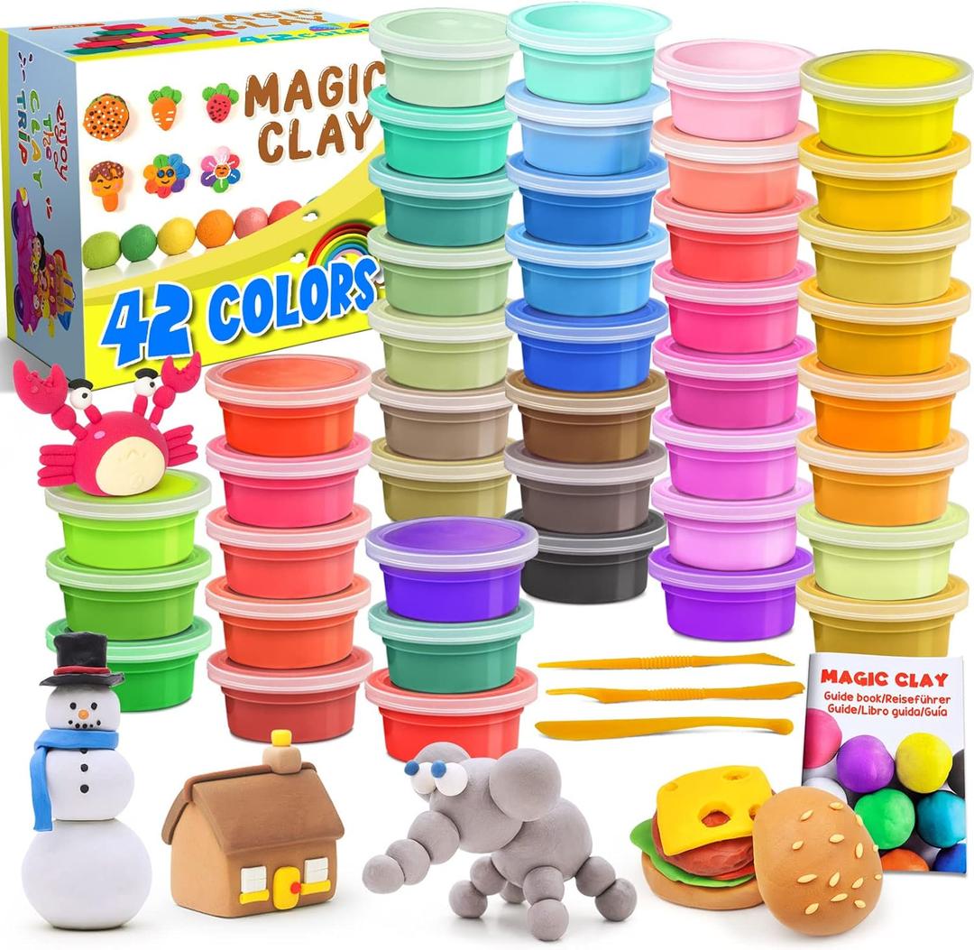 ESSENSON Air Dry Clay 42 Colors, Modeling Clay for Kids, DIY Molding Magic Clay for with Tools, Toys Gifts for Age 3 4 5 6 7 8+ Years Old Boys Girls Kids