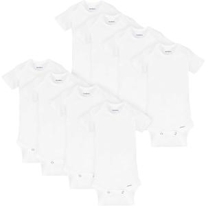 Gerber Unisex-Baby 8-pack Short Sleeve Onesies Bodysuits (3-6 Months, Solid White)