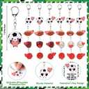24 Sets Sport Valentines Gifts Bulk Basketball Soccer Baseball Volleyball Football Valentines Exchange Cards and Keychains (Mixed Ball)