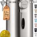 Veken Coffee Canister, 39OZ Large, Airtight Stainless Steel Food Storage Container for 2.2lbs Coffee Beans, Ground, Sugar, Tea, Flour, Cereal, Kitchen Bar Accessories with Date Tracker & Scoop, Silver