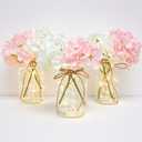 Juinte 4 Sets Mason Jar with Lights Pink and White Hydrangea Decorative Pink White Centerpieces for Tables Mason Jars Flowers Decorations LED Farmhouse Vase for Home Wedding Event Party Decor