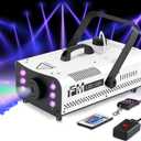Vangoa Fog Machine, 1500W Smoke Machine with 6 Colorful LED Lights Effect, 25000CFM Fogger with Wired Receiver & 2 Wireless Remote Controls Professional for Wedding Halloween Party Stage Effect (1500W, 2500ml Tank)