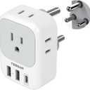 TESSAN South Africa Power Adapter, Type M Plug Adaptor with 4 American Outlets 3 USB Charger (1 USB C Port) for US to Bhutan Botswana Namibia Nepal
