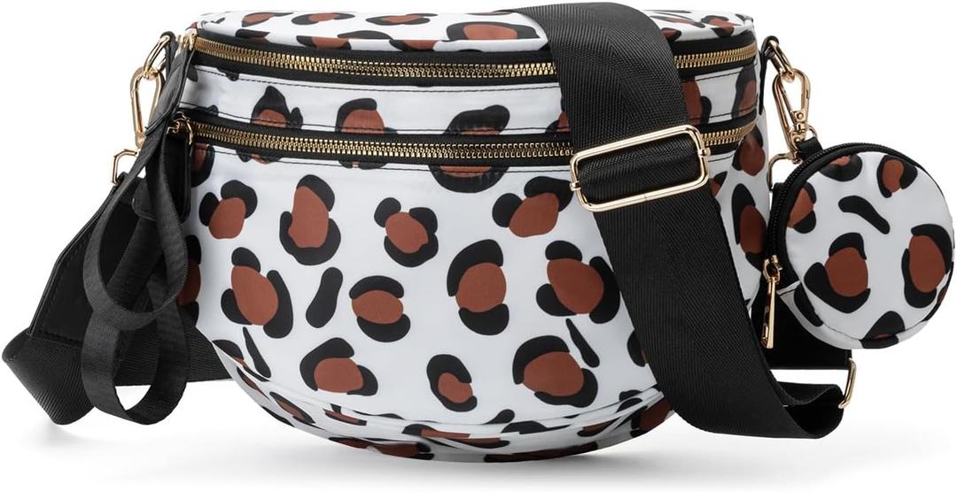 Checkered Crossbody Bags Purse Checkerboard Fanny Pack with Mini Headphone Wallet Cross Body Belt Bum Bag for Women (Coffee)