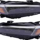 Headlights Assembly Pair For 2022-2025 Honda Civic LX/EX Chrome Trim Models, Halogen Front Headlight with LED DRL, Left and Right Side Headlamp Replacement