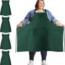 Plus Size Chef Aprons Extra Large Adjustable Unisex Kitchen Aprons with 2 Pockets for Women Men Cooking Working (Dark Green)